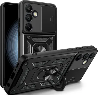 Produktbild von Outdoor Panzer Hülle für Samsung Galaxy S24 FE mit Kameraschutz Ringhalter Bumper in Schwarz