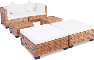 Image de The Living Store Ensemble de canapés 16 pcs. rotin naturel