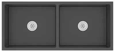 Image de vidaXL Evier à encastrer fait main noir acier inoxydable