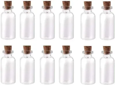 Image de Flacons en verre avec bouchon en liège, contenance de 15 ml, lot de 12, pour la décoration