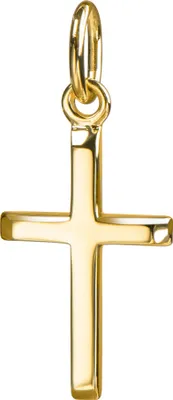 Produktbild von Anhänger-Kreuz 585 Gold Goldkreuz für Damen, Herren und Kinder mit abgeflachten Kanten als Kettenanhänger 14 Karat mit Schmuck-Etui