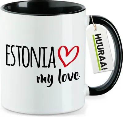 Produktbild von Huuraa Kaffeetasse Estonia my love 330ml Schwarz Keramik Kaffeebecher Geschenkidee