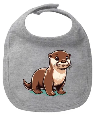 Produktbild von Huuraa Baby Lätzchen Otter Comic Heather Grey Klettverschluss Baumwolle Latz Geschenkidee