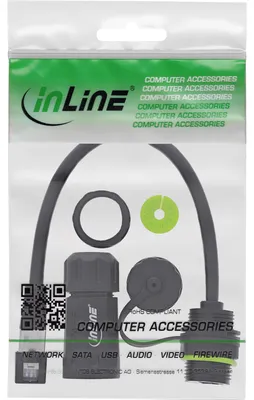 Image de Connecteur pour câble patch InLine® Cat.6A, IP68, prise RJ45 vers fiche, 20 cm
