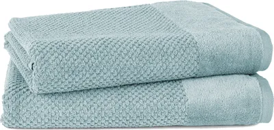 Produktbild von Pure Label 2-TLG. Badetücher Set mit Anhängeschlaufe aus 100% Baumwolle, saugstark und weich| 2 Badetücher aus Baumwolle 70x140 cm, Blau - Helltürkis