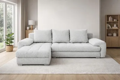Produktbild von Ecksofa mit Schlaffunktion, ausziehbares Ecksofa VELUTO, Eckcouch mit Wellenfederung.