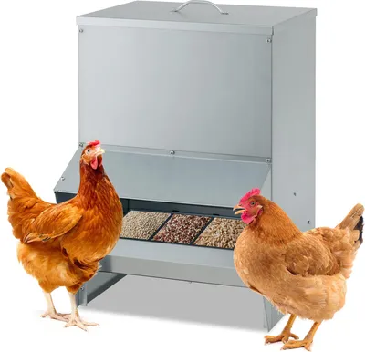 Produktbild von GOPLUS Verzinkter Futterautomat, automatischer Futterspender mit 22 kg Kapazität, Hühnerfutter Automat Hängend mit Deckel, für Enten, Fasane