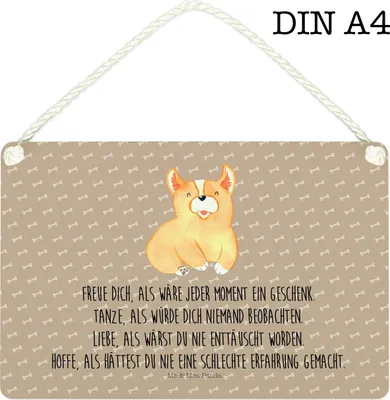 Produktbild von Mr. & Mrs. Panda Schild Corgie DIN A4 - Hundeglück - Geschenk, Sprüche, Wandbild Holz, Lebensfreude, Holzschild, Hund, Türschild, Lebensfroh, kleine aufmerksamkeit