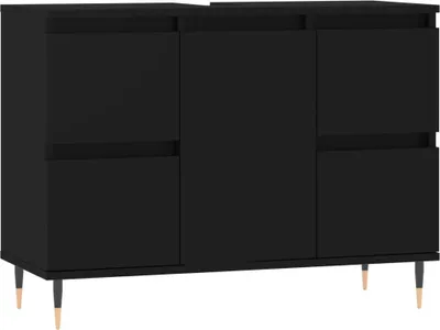 Produktbild von vidaXL Badschrank Schwarz 80x33x60 cm Holzwerkstoff