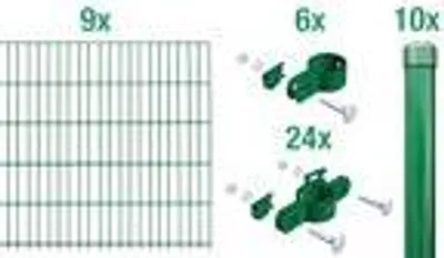 Immagine prodotto di Alberts 684105 Set di pannelli a maglia unica, tipo Garden 8/6/4, verde, 2000 x 1500 mm, lunghezza recinzione: 18 m