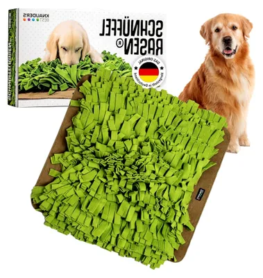 Produktbild von Schnüffelteppich für Hunde 60cm x 60cm - Mit über 1.150 Fransen - Hundespielzeug aus 3qm Polarfleece - Weich und sanft - Hundezubehör aus Deutschland
