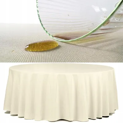 Produktbild von Fleckenabweisender Beigefarbener Glatter Tischdecke Für Runden Tisch Fi320Cm Polyester 180G