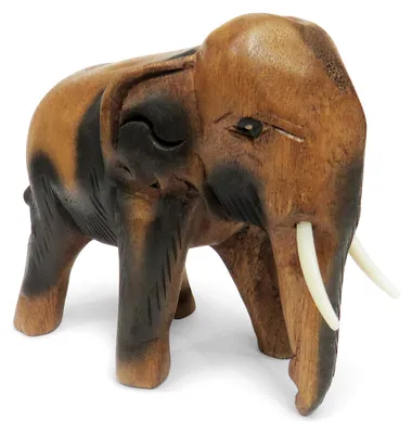 Elefant aus Akazienholz, Dekoration, braun, 15 cm