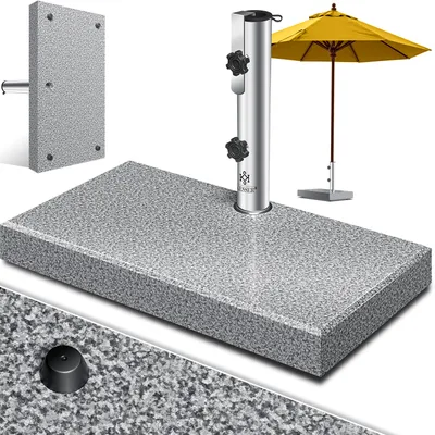 Produktbild von KESSER® Granit Sonnenschirmständer mit Edelstahlrohr, Hochwertiger Schirmständer Sockel 30KG - für Schirmstöcke bis 16-48 mm, Inkl. Transport Griff Garten Balkonschirmständer