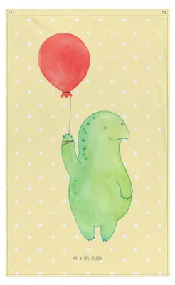 Produktbild von Mr. & Mrs. Panda Wandbild Schildkröte Luftballon - Gelb Pastell - Geschenk, Wandteppich, glücklich, Boho, Tapestry, Stoff, Gobelin, Jahrmarkt, Ballon, Schildkröten