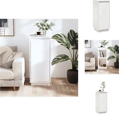 Obrázok produktu pre vidaXL Príborník biely 31,5x34x75 cm z masívneho borovicového dreva - Príborníky