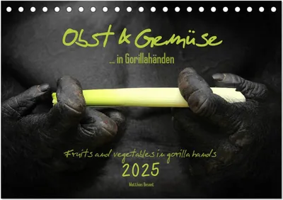 Produktbild von OBST & GEMÜSE in Gorillahänden (Tischkalender 2025 DIN A5 quer), CALVENDO Monatskalender