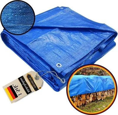 Image de Toile de tente imperméable 4 x 5 m - bleue - 60 g - avec œillets - abri de jardin - tente de jardin - résistante aux intempéries