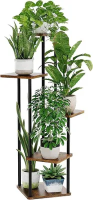 Zdjęcie produktu dla 5-poziomowa metalowa półka na kwiaty w kolorze brązowym na balkon i do sypialni