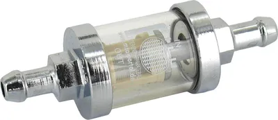 Produktbild von Leitungsfilter massiv Ø8mm für Benzinschlauch, Chrom - MZ ES, TS, ETS, ETZ u.a.