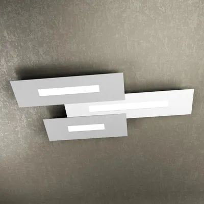 Obrázok produktu pre Obdĺžnikové moderné stropné svietidlo 3 moduly Wally Metal White And Grey 3 Lights 2G11 80Cm