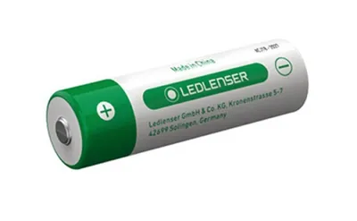 A single battery with branding and specifications printed on it, set against a white background.