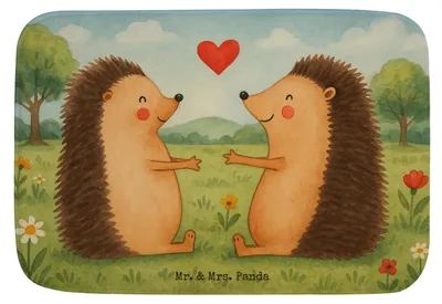Produktbild von Mr. & Mrs. Panda Badezimmerteppich Igel Liebe Design - Weiß - Geschenk, Badematte, Freund, Freundin, Badezimmer Matte, Badvorleger, Hochzeitstag, duschmatte, Hochzeit