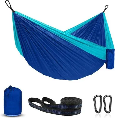 Produktbild von Famanu Hängematte Tragbar für Camping und Outdoor Aktivitäten - Parachute Hängematte in Himmelblau