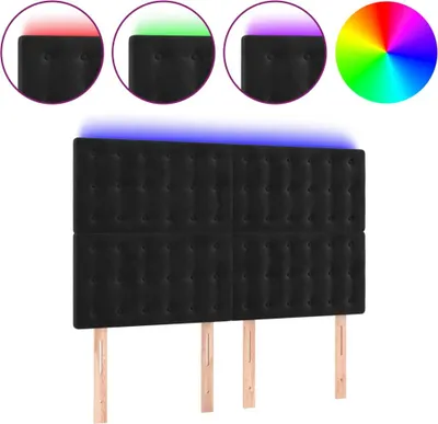 Produktbild von vidaXL LED Kopfteil Schwarz 144x5x118/128 cm Samt