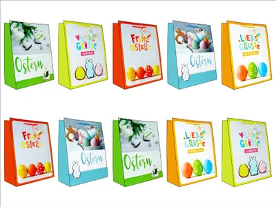 Produktbild von Ostern Geschenktaschen Geschenktüten Osterfest Taschen Tüten Groß 10er Set 32 cm x 26 cm x 13 cm