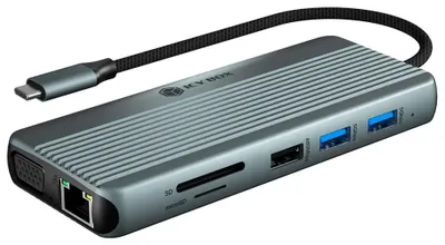 Produktbild von ICY BOX 12-in-1 DockingStation mit dreifacher Videoausgabe, Kabelgebunden, USB 3.2 Gen 1 (3.1 Gen 1) Type-C, 100 W, 3,5 mm, 10,100,1000 Mbit/s, Anthrazit