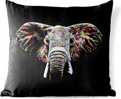 Produktbild von MuchoWow® Outdoor Kissen - Elefant - Tiere - Farben - 40x40 cm - Wetterfest - Lounge Kissen - Kopfkissen - Interieur - Polster mit Bild