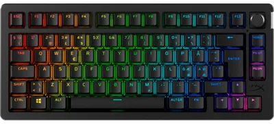 Obrázok produktu pre HyperX Alloy Rise 75 Wireless – herná klávesnica, 75%, Bezdrôtový, RF Wireless + Bluetooth, Mechanický spínač kláves, Čierna