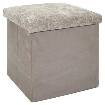 Produktbild von HowHomely | Puff mit Stauraum - Sitzhocker - taupe - 38 x 38 x 38 cm - Hocker - Schminkhocker - rund - Pouffe aus Stoff