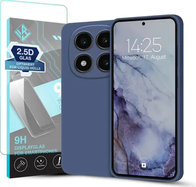 Produktbild von Hülle für Xiaomi Redmi Note 14 Pro mit 9H Displayglas Displayschutz Plus Case Cover Bumper Silikon Softgrip Schutzhülle Farbe: Lavendelblau