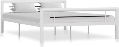Produktbild von Bettgestell Weiß und Schwarz Metall 140 × 200 cm