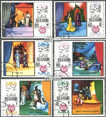 Produktbild von Briefmarken Ras al Chaima 1969 Mi 281A-286A (kompl.Ausg.) gestempelt Szenen aus Opern