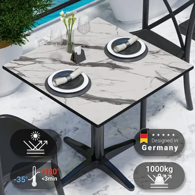 Produktbild von COMPACT | Gastro HPL Tischplatte | B:T 60 x 60 cm | Weiß-Marmor | Quadratisch | Gastro HPL Tischplatte