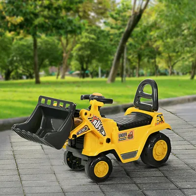 Produktbild von Sitzbagger Kinder, Aufsitzbagger mit beweglicher Schaufel, Spielzeugbagger Rutschauto, Gelb | 80x26,5x39 cm | bis 30 kg | PP-Kunststoff | 1,5–4 Jahre