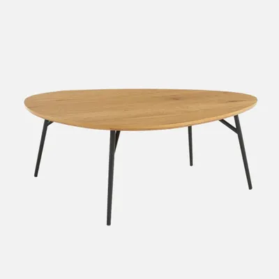 Produktbild von sweeek - Dreieckiger Couchtisch mit schwarzen Metallbeinen und Eichenlook - Eichenfarben