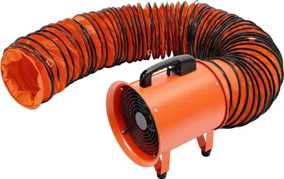 Immagine prodotto di Ventilatore industriale - Ventilatore da cantiere con tubo flessibile da 10 m - Motore in rame puro - 320 W - 220 V 50-60 Hz - Portata d'aria 43 m³/min - IP44 - Arancione
