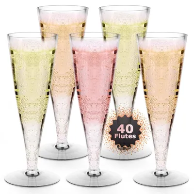 40er-Pack Einweg-Sektgläser, 4,5 oz, klar, Plastik