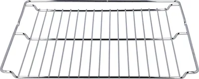A metal grill rack for an oven, shown from a front-facing, slightly elevated angle against a white background.