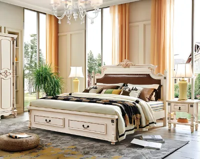 Produktbild von Schlafzimmer 2x Nachttisch Holz Designer Bett Luxus Klassisch Möbel 3tlg. Set