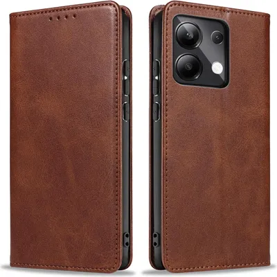 Produktbild von Handyhülle für Xiaomi Redmi Note 13 Kunstleder Flip Cover Hülle Handytasche Case Kartenfach Farbe: Dunkelbraun