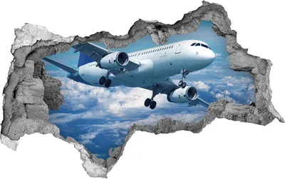 Produktbild von Selbstklebender Loch-3D-Aufkleber 95x73 cm Flugzeug im Himmel