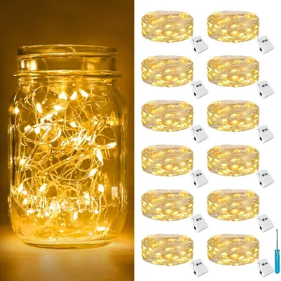 LED-Lichterkette 12er-Set, 2 m, 20 LEDs, warmweiß, 3 Modi