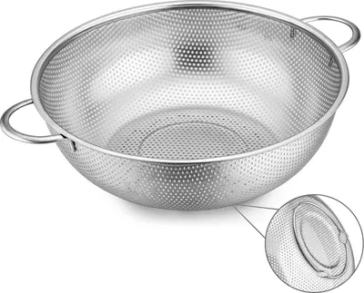 Image de Herogo Passoire 28cm en acier inoxydable Passoire de cuisine avec poignée Microperforée Écoulement Légumes Fruits Pâtes Riz