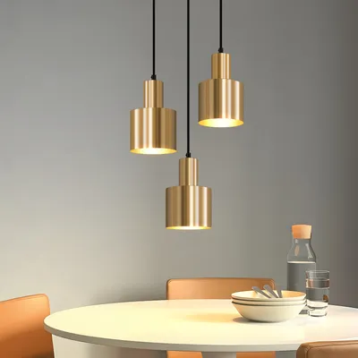 Image de ZMH Lampe à suspension de table à manger Lampe à suspension vintage Salle à manger 3 flammes Lampe de salle à manger Or Rond Design Lampe de table à manger E27 Lampe à suspendre pour chambre à coucher Salon Sans ampoules