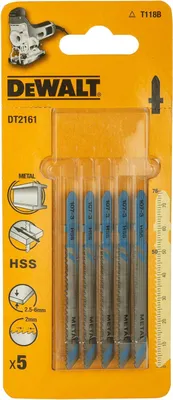 Zdjęcie produktu dla DeWalt DT2161-QZ - Brzeszczoty do wyrzynarek HSS, długość 76 mm, podziałka zęba 2 mm, do cięcia grubych metali, metali nieżelaznych i aluminium.